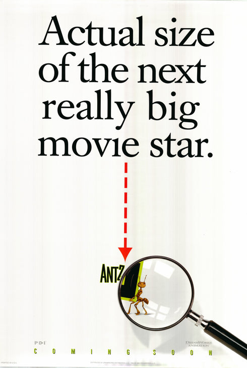 antz 1998 advance one sheet poster rolled